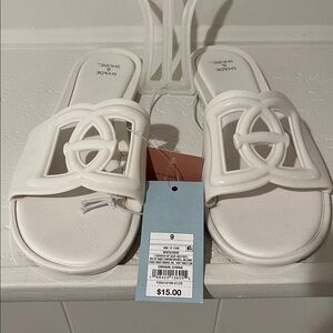 Shade & Shore White Slide Sandals size 9 women